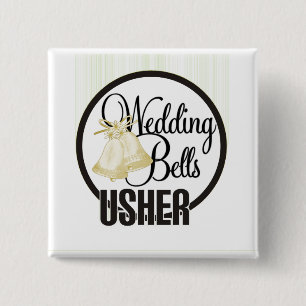 Wedding Bells Usher 15 Cm Square Badge