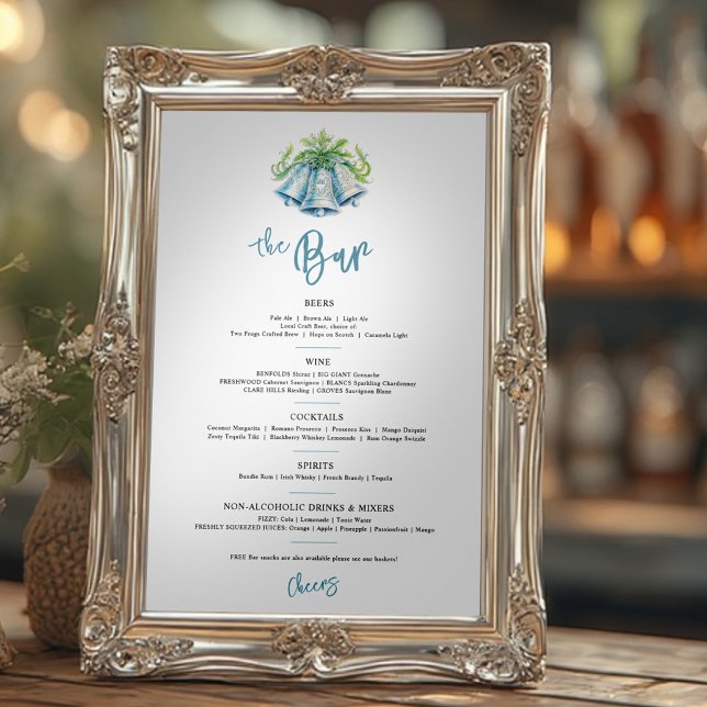  Wedding bells watercolor drinks bar menu Poster (Creator Uploaded)