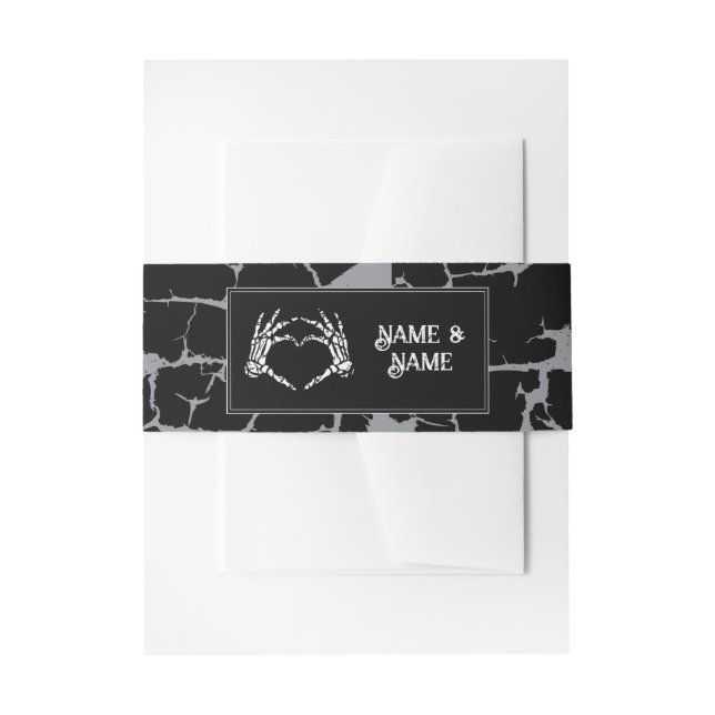 Wedding Belly Band Halloween Skeleton Heart Hands Invitation Belly Band (Front Example)