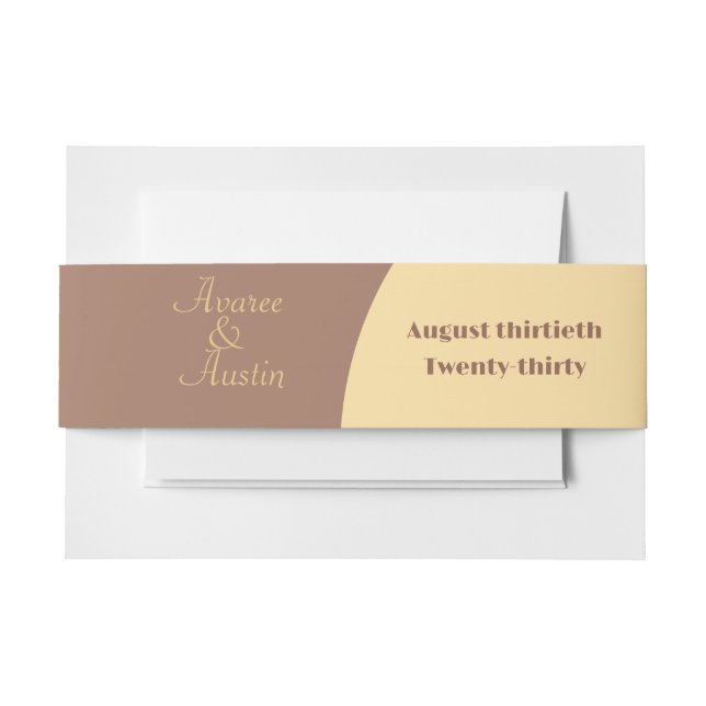 Wedding Belly Band Mocha Mousse Arched Invitation Belly Band (Front Example)