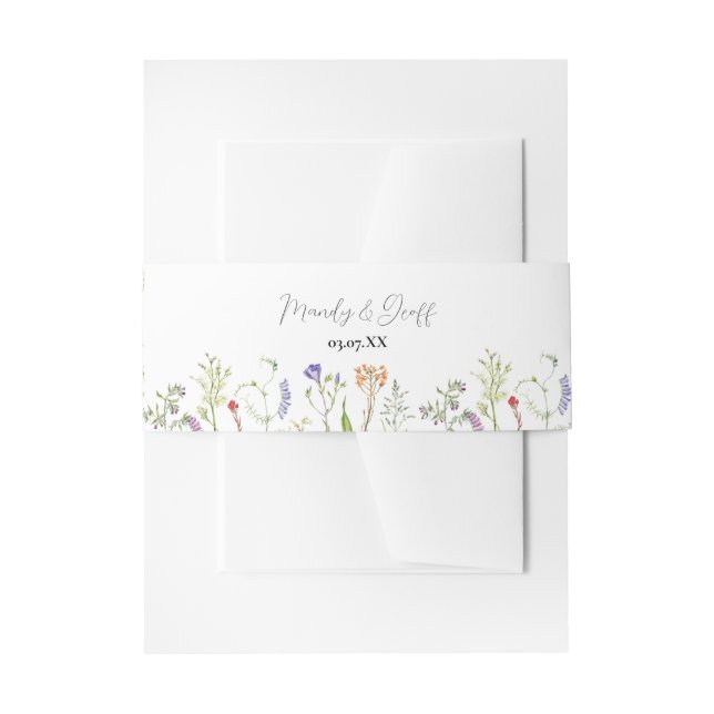 Wedding Belly Band Wildflower Floral Delicate Invitation Belly Band (Front Example)