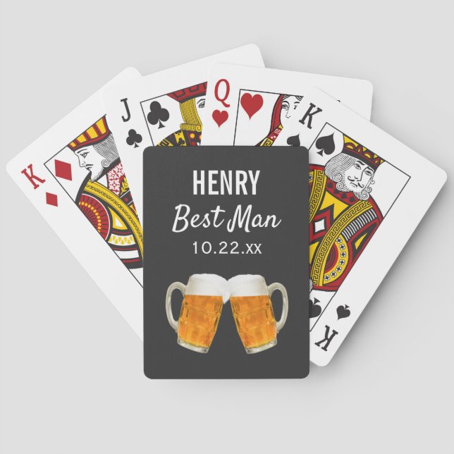 Wedding Best Man Favour Beer Cheers Playing Cards (Back)