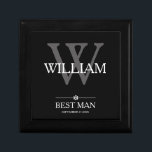 Wedding Best Man Gift Custom Name Elegant Cool  Gift Box<br><div class="desc">Wedding Best Man Gift Monogram Script Customised Name Elegant Cool Keepsake Gift Box. Click personalise this template to customise it with the monogram last name initial, first name, and date quickly and easily. Matching Best Man Gift items in Best Man Collections in this store. Ships Worldwide Fast. Wedding Best Man...</div>