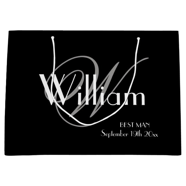 Wedding Best Man Gift Elegant Custom Classic Cool Large Gift Bag (Front)