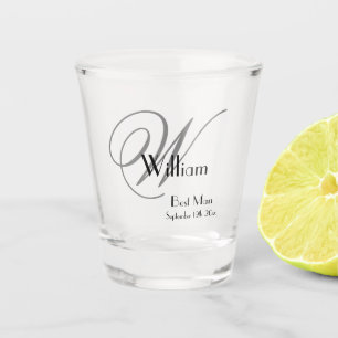 Wedding Best Man Gift Modern Monogram & Name Cool Shot Glass