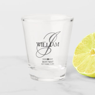 Wedding Best Man Gift Monogram + Name Elegant Cute Shot Glass