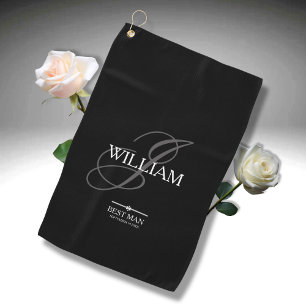 Wedding Best Man Gift Monogram Name Modern Cool  Golf Towel