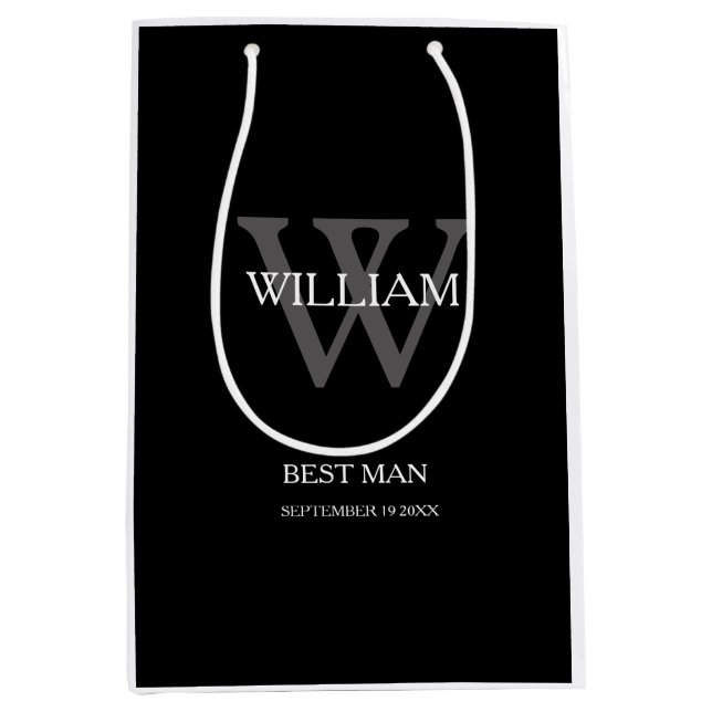 Wedding Best Man Personalised Chic Modern Classy Medium Gift Bag (Front)