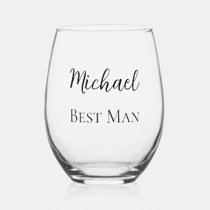 Wedding Best Man Personalised Customisable Stemless Wine Glass