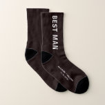 Wedding Best Man Personalised Socks<br><div class="desc">Dress the men of your wedding party with coordinating personalised socks. You can personalise these souvenir keepsake "Best Man" socks with your first names and wedding date in white typography against a black background.</div>