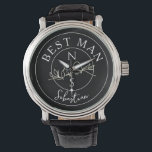 Wedding Best Man Personalised Watch<br><div class="desc">Contemporary,  modern,  vibrant red and black wedding Best Man gift with monogram - initials,  name,  unique romantic love couple birds drawing and trendy handwritten calligraphy script.</div>