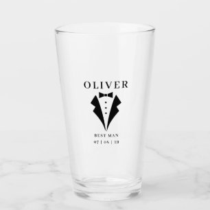 Wedding BEST MAN Tuxedo Personalised Name Pint Glass
