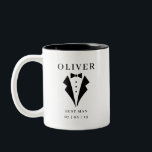 Wedding BEST MAN Tuxedo Personalised Name Two-Tone Coffee Mug<br><div class="desc">Styilsh personalised name & date BESTMAN wedding coffee mug with black tuxedo bow tie design.</div>