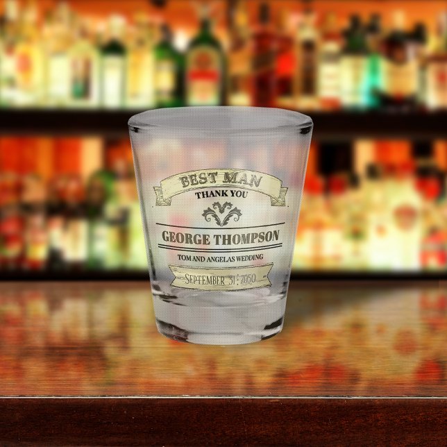 Wedding Best Man Vintage Custom Shot Glass (Creator Uploaded)