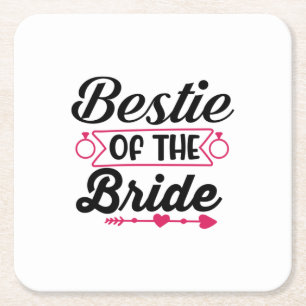 Wedding Bestie Of The Bride Square Paper Coaster