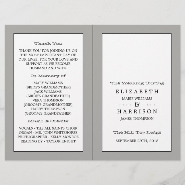 Wedding Bi-fold Program (Front)