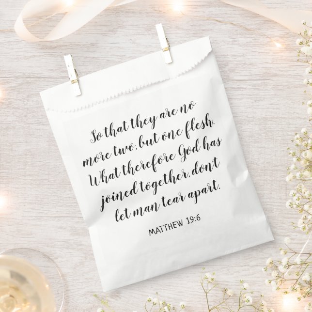 Wedding Bible Verse Matthew 19:6 Favour Bags (Clipped)