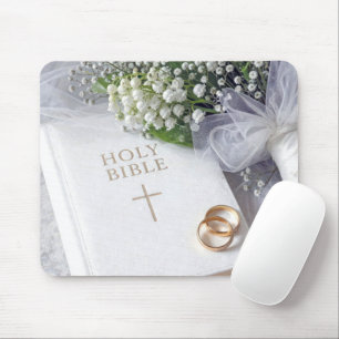 Wedding Bible with Lily of the Valley Bouquet Mouse Mat
