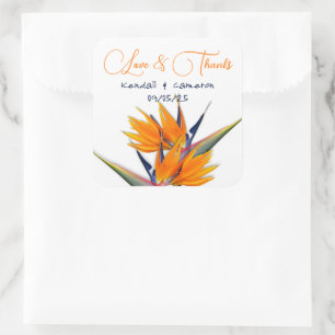 Wedding Bird of Paradise Flowers Thank You Square Sticker