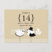 Wedding Birds Table Number Seats Cards
