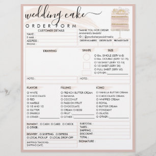 Wedding Birthday Elegant Bakery Cake Order Form Flyer