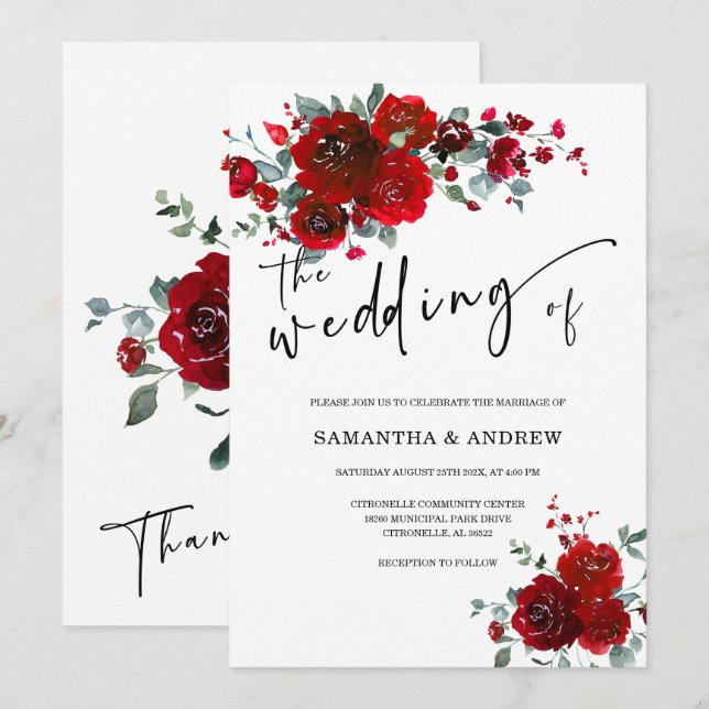 Wedding Black and Red Invitation (Front/Back)