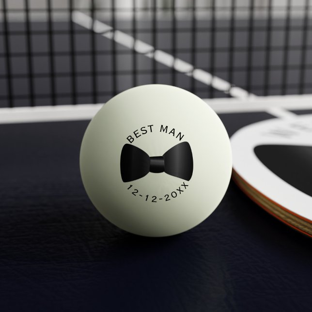 Wedding Black Bow Tie Best Man Ping Pong Ball (Best glow in the dark ping pong ball for your Best Man. Just add your wedding date)