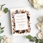 Wedding Black & Gold Floral Save The Date Card<br><div class="desc">Elegant & moody blush pink black and gold floral frame Save The Date card.</div>