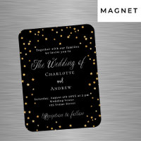 Wedding black gold stars elegant script luxury