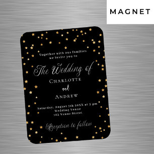 Wedding black gold stars elegant script luxury magnet
