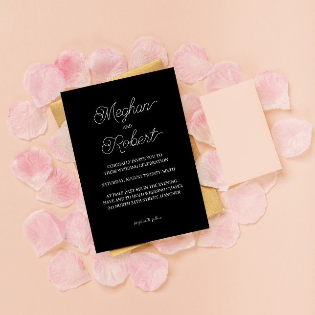 Wedding Black Invitation Card with Big Script (Creator Uploaded)