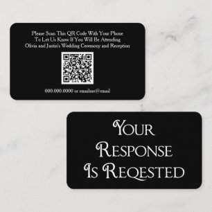 Wedding Black RSVP QR Code Response Card