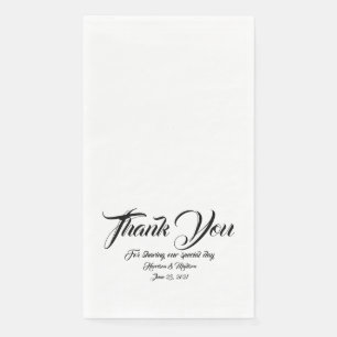 Wedding black script custom thank you text names napkin