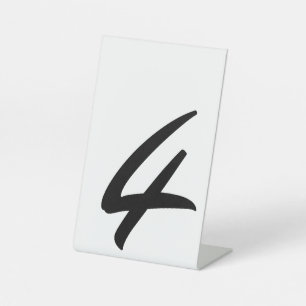 Wedding Black Table Number 4 Pedestal Sign