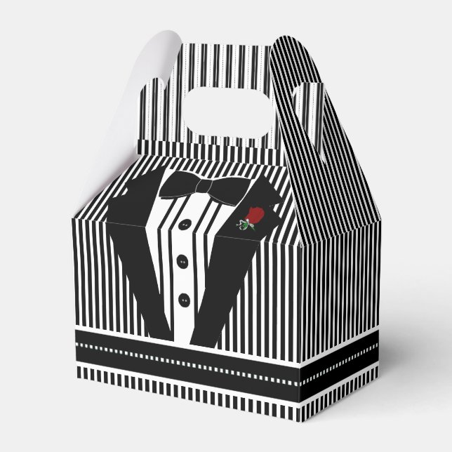 Wedding Black Tuxedo With Bow Tie Favour Box (Front Side)
