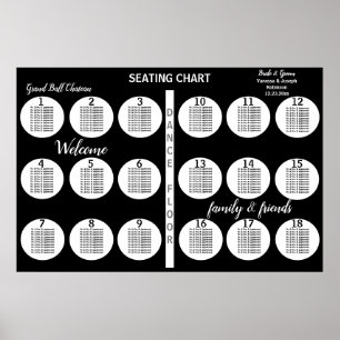 Wedding Black White 18 Tables to 360 Guests Poster
