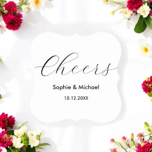 Wedding Black White Cheers Elegant Paper Coaster