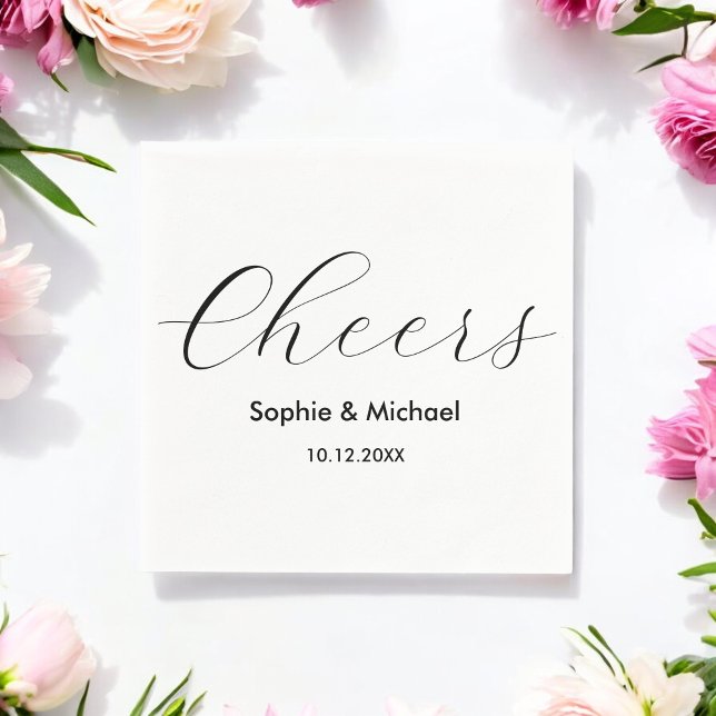 Wedding Black White Cheers Napkins (Creator Uploaded)