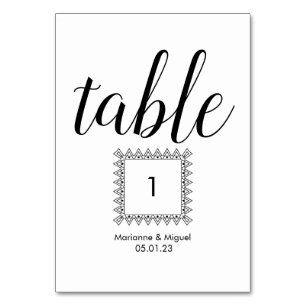 Wedding Black White Decorative Border Seating Table Number