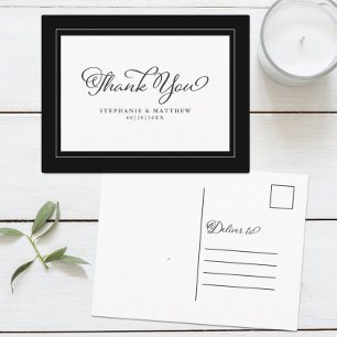 Wedding Black & White Elegant Chic Modern Borders Postcard