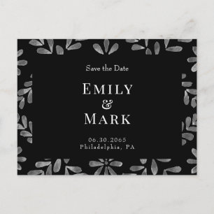 Wedding Black & White Elegant Save the Date  Postcard