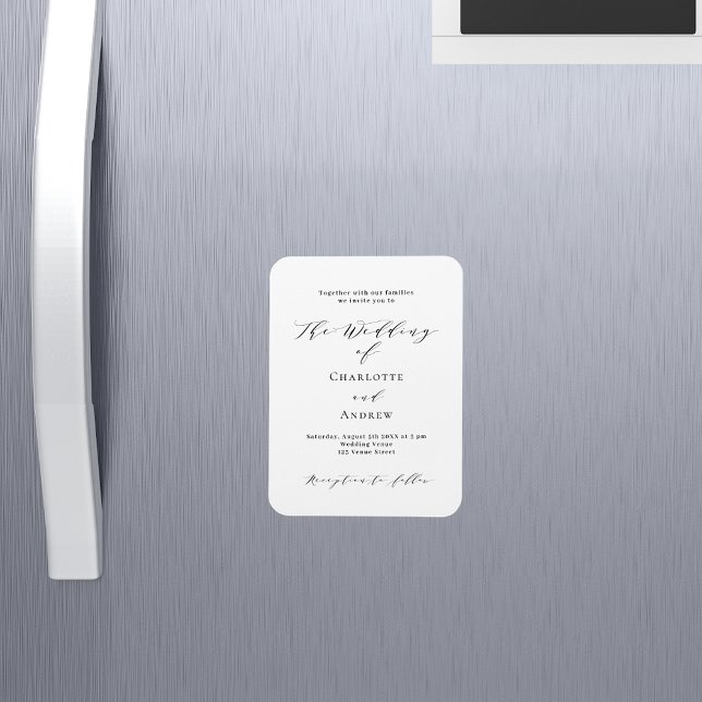 Wedding black white formal modern invitation magnet (Creator Uploaded)