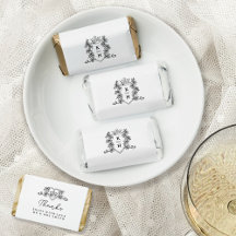 Wedding black white hand drawn monogram crown