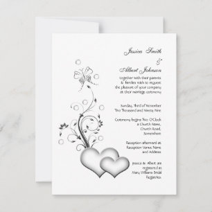 Wedding black&white hearts invitation