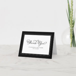 Wedding Black White Modern Chic Borders Stylish Thank You Card