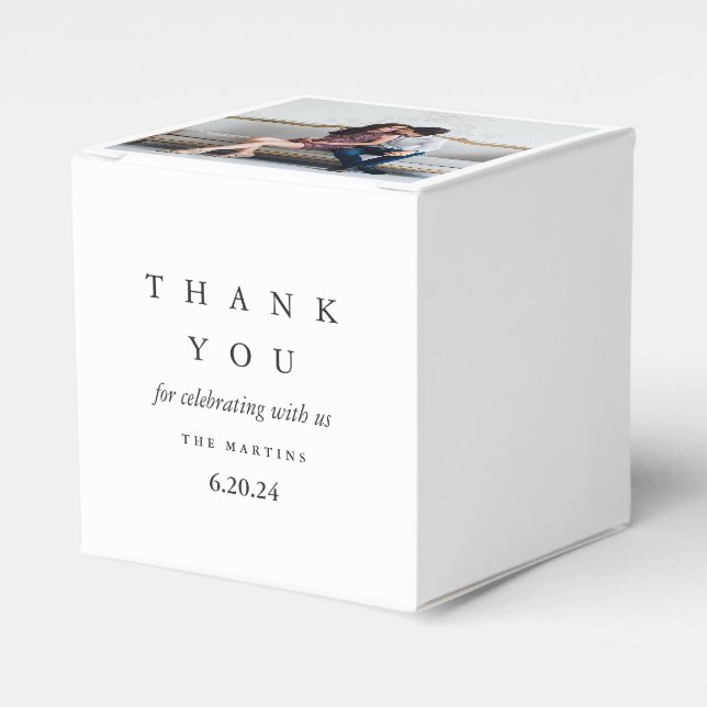 Wedding Black White Personalised Photo Thank You Favour Box (Front Side)