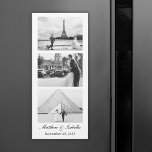 Wedding Black & White Photo Booth Strip Magnet<br><div class="desc">Custom wedding magnet favours designed as a photo booth strip and personalised with 3 photos of the couple. Design in black and white (to change it please click the button to edit the design) with custom names and the wedding date.</div>