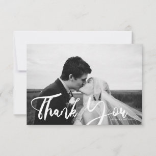 Wedding Black & White Photo Modern Typography 3 Thank You Card