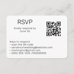 Wedding Black white RSVP Online QR Code Photo   Enclosure Card