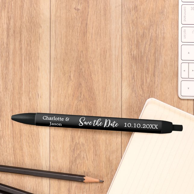 Wedding black white Save the Date Black Ink Pen (Creator Uploaded)